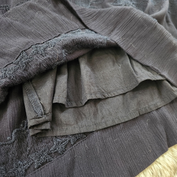 Free People Angie's Set Bottoms Only Wide Leg Black Viscose‎ Pants Women's Large - Picture 6 of 13